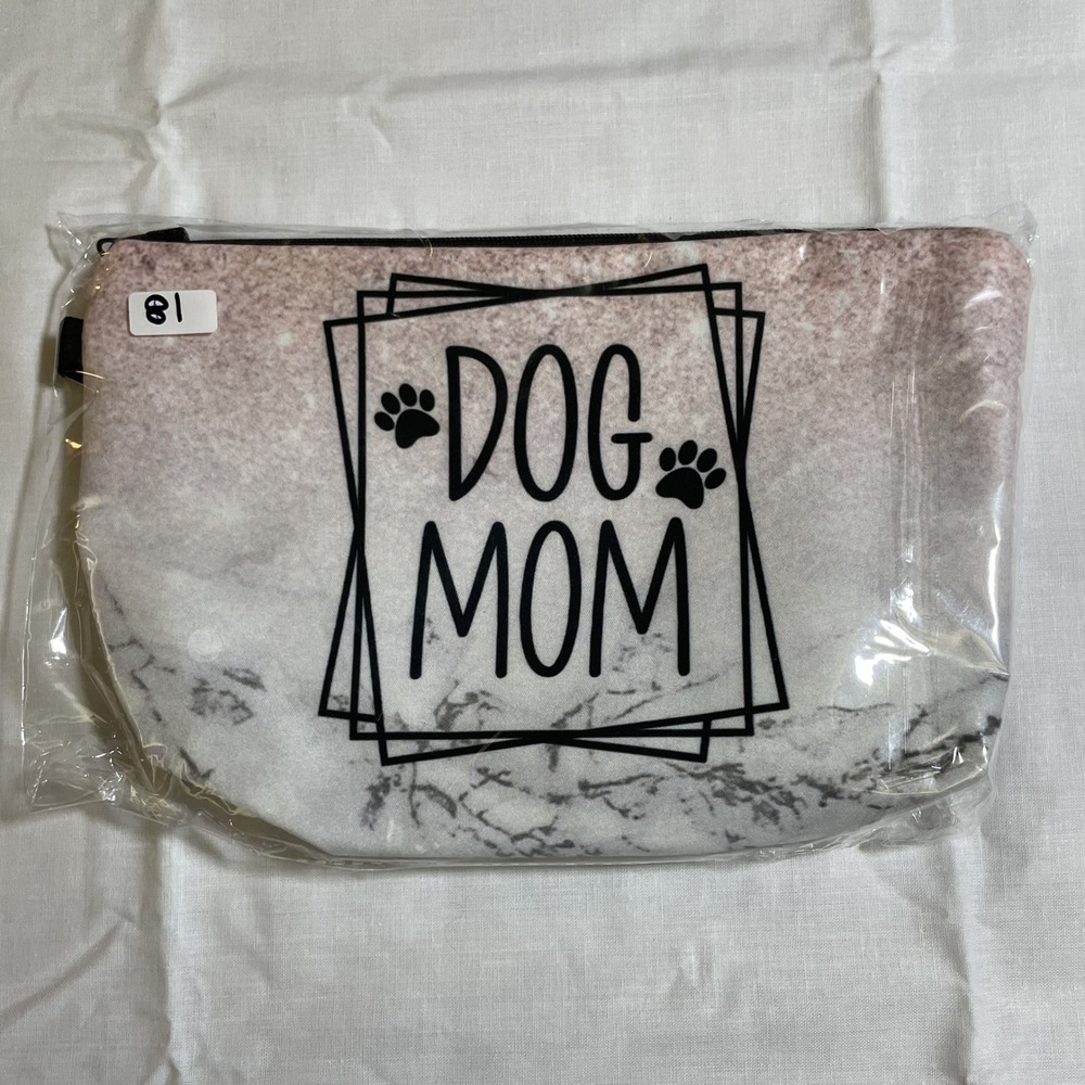 The Pouch Dog Mom Cosmetic Bag Womens Small Pink Marble New Zipper Travel Pouch